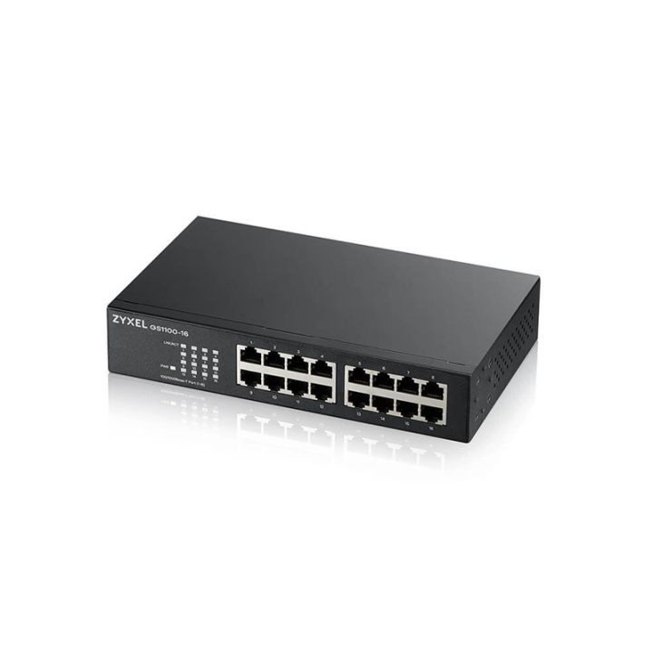 Zyxel GS1100-16 Ohanterad Gigabit Ethernet (10/100/1000) Svart i gruppen DATORER & KRINGUTRUSTNING / Nätverk / Switchar / 10/100/1000Mbps hos TP E-commerce Nordic AB (A15294)
