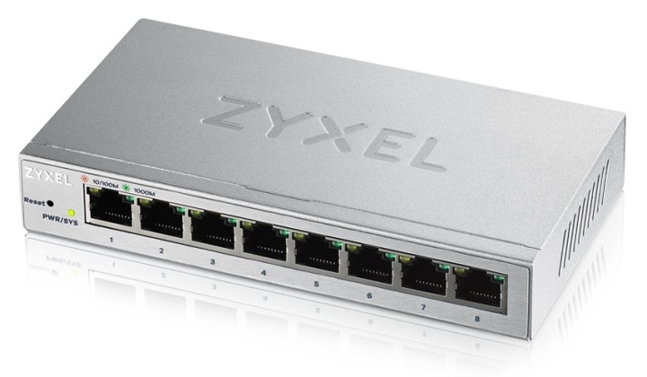 Zyxel GS1200-8 hanterad Gigabit Ethernet (10/100/1000) Silver i gruppen DATORER & KRINGUTRUSTNING / Nätverk / Routrar / 150-300 Mbit/s hos Teknikproffset Nordic AB (A15295)