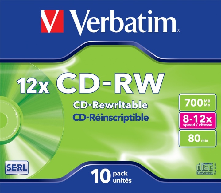 Verbatim CD-RW 12x 700 MB 10 styck i gruppen HEMELEKTRONIK / Lagringsmedia / CD/DVD/BD-skivor / CD-RW hos TP E-commerce Nordic AB (A15420)