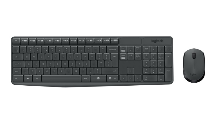 Logitech MK235 tangentbord RF Trådlös QWERTY Amerikanskt internationellt Grå i gruppen DATORER & KRINGUTRUSTNING / Möss & Tangentbord / Tangentbord / Trådlösa hos TP E-commerce Nordic AB (A15629)