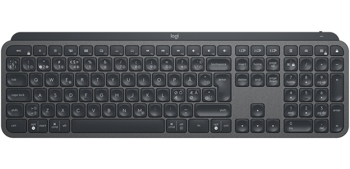 Logitech MX Keys tangentbord Trådlös RF + Bluetooth QWERTY Dansk, Finsk, Norsk, i gruppen DATORER & KRINGUTRUSTNING / Möss & Tangentbord / Tangentbord / Trådlösa hos TP E-commerce Nordic AB (A15637)