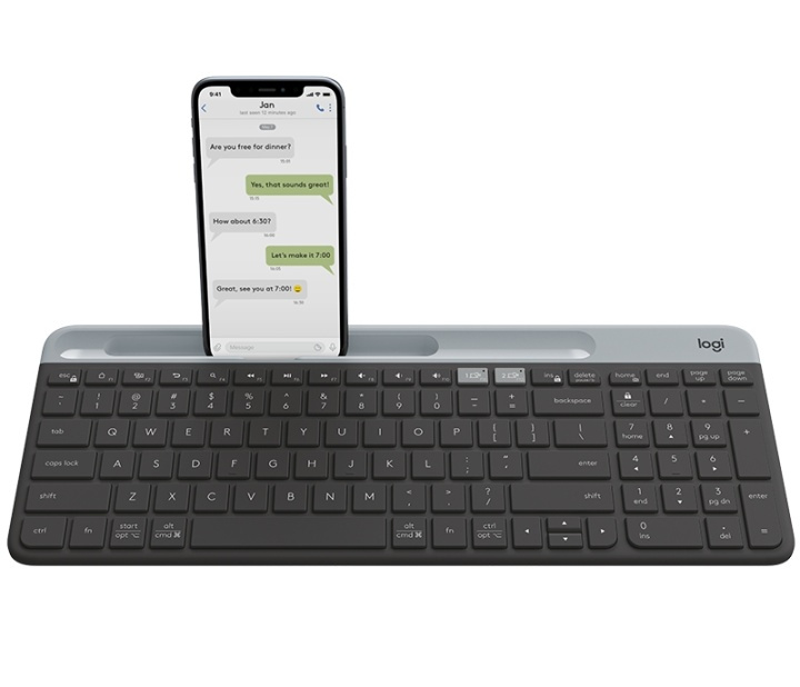 Logitech K580 tangentbord Trådlös RF + Bluetooth Dansk, Finsk, Norsk, Svensk gra i gruppen DATORER & KRINGUTRUSTNING / Möss & Tangentbord / Tangentbord / Trådlösa hos TP E-commerce Nordic AB (A15638)