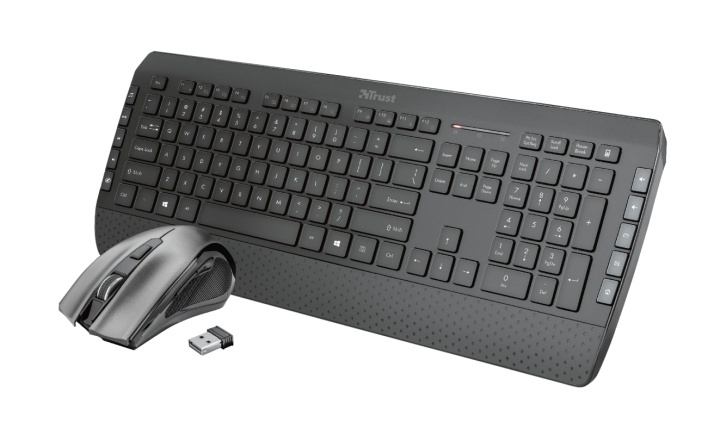 Trust Tecla-2 tangentbord RF Trådlös QWERTY Engelska (USA) Svart i gruppen DATORER & KRINGUTRUSTNING / Möss & Tangentbord / Tangentbord / Paket hos TP E-commerce Nordic AB (A15654)