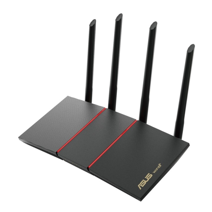 ASUS RT-AX55 trådlös router Gigabit Ethernet Dual-band (2,4 GHz / 5 GHz) Svart i gruppen DATORER & KRINGUTRUSTNING / Nätverk / Routrar hos TP E-commerce Nordic AB (A15904)