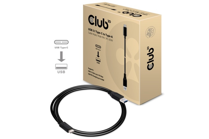 CLUB3D USB Type-C to Type-A Cable Male/Male 1Meter 60Watt i gruppen DATORER & KRINGUTRUSTNING / Datorkablar / USB-kablar / USB-C hos TP E-commerce Nordic AB (A15946)