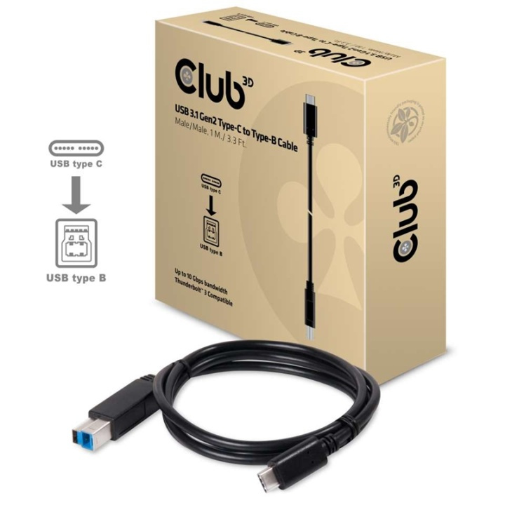 CLUB3D USB 3.1 Gen2 Type-C to Type-B Cable Male/Male, 1 M./ 3.3 Ft. i gruppen DATORER & KRINGUTRUSTNING / Datorkablar / USB-kablar / USB-C hos TP E-commerce Nordic AB (A15947)