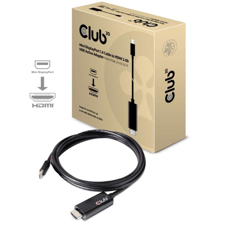 CLUB3D CAC-1182 videokabeladapter 2 m Mini DisplayPort HDMI Typ A (standard) Sva i gruppen DATORER & KRINGUTRUSTNING / Datorkablar / DisplayPort / Kablar hos TP E-commerce Nordic AB (A15983)