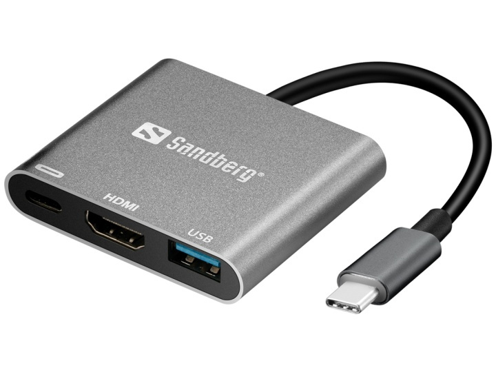 Sandberg USB-C Mini Dock HDMI+USB i gruppen DATORER & KRINGUTRUSTNING / Bärbara datorer & tillbehör / Dockningsstation hos TP E-commerce Nordic AB (A15991)