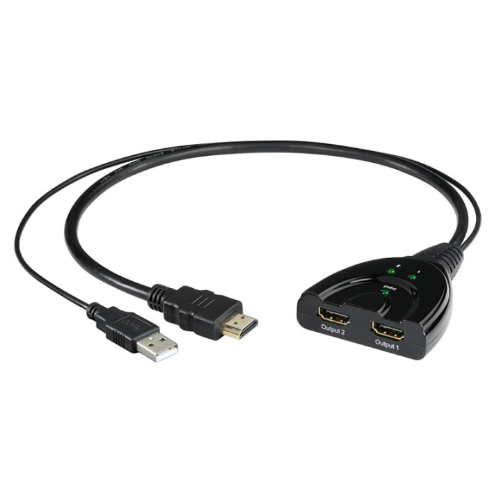 HAMA HDMI-Splitter 2x Portar i gruppen HEMELEKTRONIK / Kablar & Adaptrar / HDMI / Adaptrar hos TP E-commerce Nordic AB (A16266)