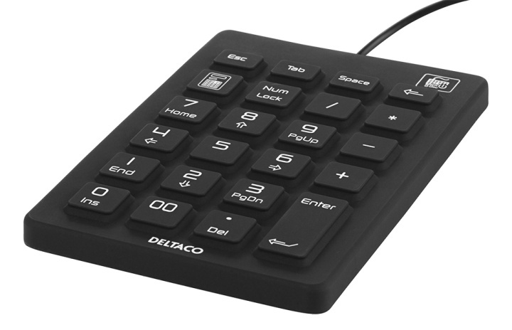 DELTACO numeriskt tangentbord i silikon, IP68, 23 tangenter, svart i gruppen DATORER & KRINGUTRUSTNING / Möss & Tangentbord / Tangentbord / Trådbundna hos TP E-commerce Nordic AB (A16640)