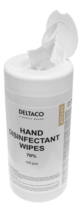 DELTACO Office Hand disinfectant wet wipes, 100 pc tube i gruppen SKÖNHET & HÄLSA / Hälsovård / Handdesinfektion hos TP E-commerce Nordic AB (A16648)