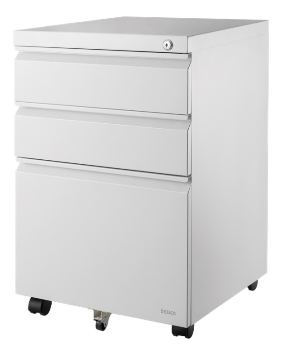 DELTACO Office, Cabinet on wheels with lock, 3 drawers, white i gruppen DATORER & KRINGUTRUSTNING / Datortillbehör / Övrigt hos TP E-commerce Nordic AB (A16654)