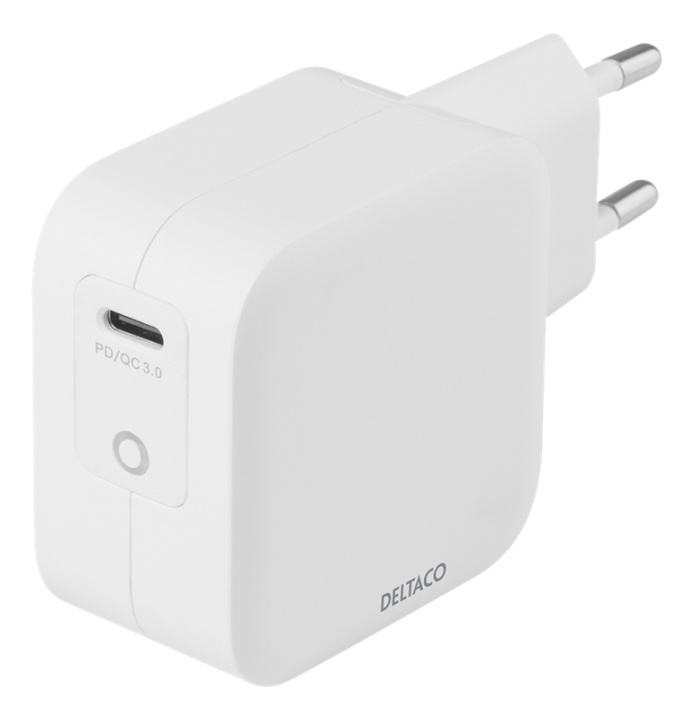 DELTACO USB-C väggladdare 61 W med PD och GaN teknologi, vit i gruppen SMARTPHONE & SURFPLATTOR / Laddare & Kablar / Väggladdare / Väggladdare USB hos TP E-commerce Nordic AB (A16672)