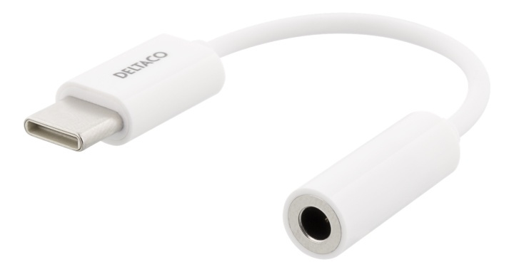 DELTACO USB-C till 3,5 mm adapter, stereo, passiv, 9 cm, vit i gruppen SMARTPHONE & SURFPLATTOR / Laddare & Kablar / Adaptrar hos TP E-commerce Nordic AB (A16689)