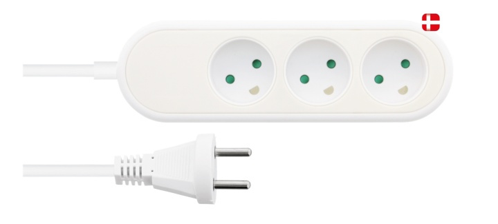 Grenuttag med 3 socket Dansk 3m Vit i gruppen HEM, HUSHÅLL & TRÄDGÅRD / El & Belysning / Grenuttag hos TP E-commerce Nordic AB (A16721)