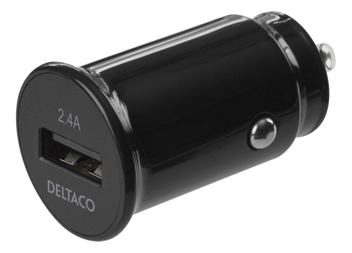 DELTACO 12/24 V USB-billadare med kompakt storlek och 1x USB-A port, 2 i gruppen SMARTPHONE & SURFPLATTOR / Laddare & Kablar / Billaddare / Billaddare USB hos TP E-commerce Nordic AB (A16733)
