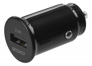 DELTACO 12/24 V USB-billadare med kompakt storlek och 1x USB-A port, 2