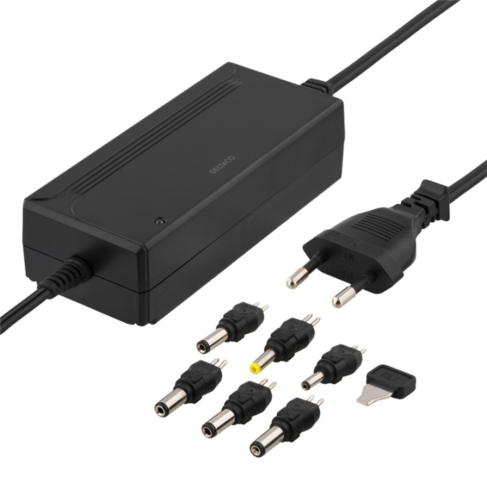 DELTACO power supply 100-240 V, 5-15 V DC 3 A, max 36 W, 6 tips, black i gruppen DATORER & KRINGUTRUSTNING / Bärbara datorer & tillbehör / Datorladdare / Laddare till laptop / Universal hos TP E-commerce Nordic AB (A16734)