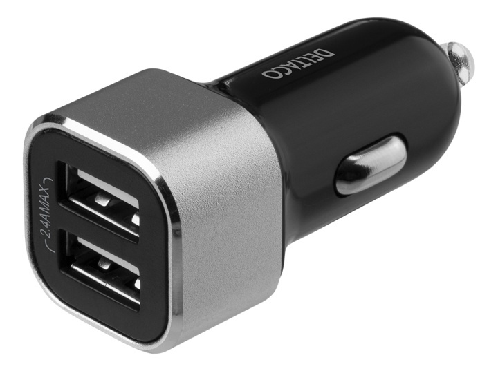 DELTACO USB car charger, 2x USB-A, 2,4 A, total 17 W i gruppen SMARTPHONE & SURFPLATTOR / Laddare & Kablar / Billaddare / Billaddare USB hos TP E-commerce Nordic AB (A16735)