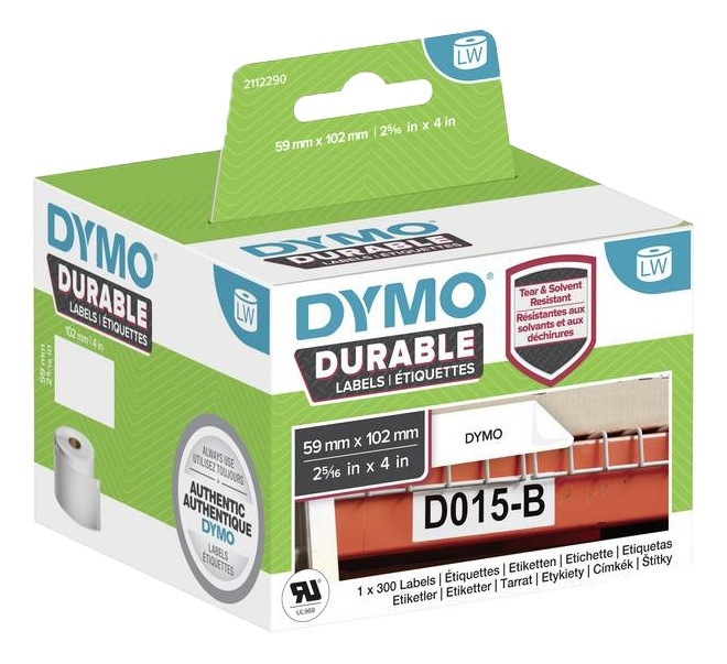 DYMO LW Durable shipping label 59mm x 102mm, 300 etiketter, vit i gruppen DATORER & KRINGUTRUSTNING / Skrivare & Tillbehör / Skrivare / Märkmaskiner & Tillbehör / Etiketter hos TP E-commerce Nordic AB (A16750)