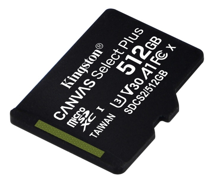 Kingston 512GB microSDXC Canvas Select Plus 100R A1 C10 w/o ADP i gruppen HEMELEKTRONIK / Lagringsmedia / Minneskort / Micro SD/HC/XC hos TP E-commerce Nordic AB (A16876)