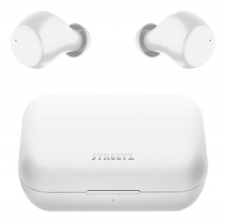 STREETZ Trådlösa in-ear hörlurar med laddningetui, BT 5, TWS, vit