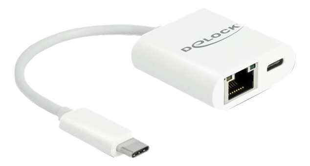 Delock USB Type-CT Adapter zu Gigabit LAN 10/100/1000 Mbps mit Power D i gruppen DATORER & KRINGUTRUSTNING / Datorkablar / USB-kablar / USB-C hos TP E-commerce Nordic AB (A17046)
