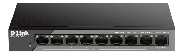 D-Link 9-Port 10/100 Unmanaged long range PoE Surveillance Switch i gruppen DATORER & KRINGUTRUSTNING / Nätverk / Switchar / 10/100Mbps hos TP E-commerce Nordic AB (A17084)