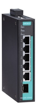 Moxa EDS-G205-1GTXSFP, 5-portars Gigabit switch, redundant ström, sv i gruppen DATORER & KRINGUTRUSTNING / Nätverk / Switchar / 10/100/1000Mbps hos TP E-commerce Nordic AB (A17090)