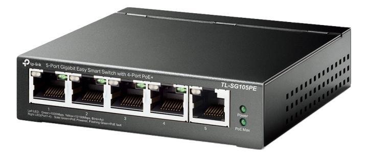 TP-Link 5-Port Gigabit Easy Smart Switch with 4-Port PoE+ i gruppen DATORER & KRINGUTRUSTNING / Nätverk / Switchar hos TP E-commerce Nordic AB (A17092)