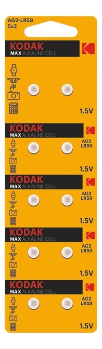 Kodak MAX AG2/LR59 alkaline battery (10 pack perforated) i gruppen HEMELEKTRONIK / Batterier & Laddare / Batterier / Knappcell hos TP E-commerce Nordic AB (A17147)