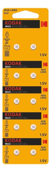 Kodak MAX AG6/LR69 alkaline battery (10 pack perforated) i gruppen HEMELEKTRONIK / Batterier & Laddare / Batterier / Knappcell hos TP E-commerce Nordic AB (A17151)