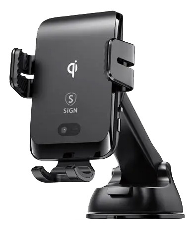 SiGN car holder for smartphones, wireless charging, black i gruppen BIL / Bilhållare / Bilhållare Smartphone hos TP E-commerce Nordic AB (A17222)