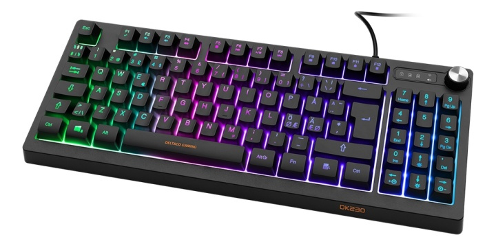 DELTACO GAMING DK230 TKL membrane gaming keyboard, RGB, black i gruppen DATORER & KRINGUTRUSTNING / Gaming / Tangentbord hos TP E-commerce Nordic AB (A17303)