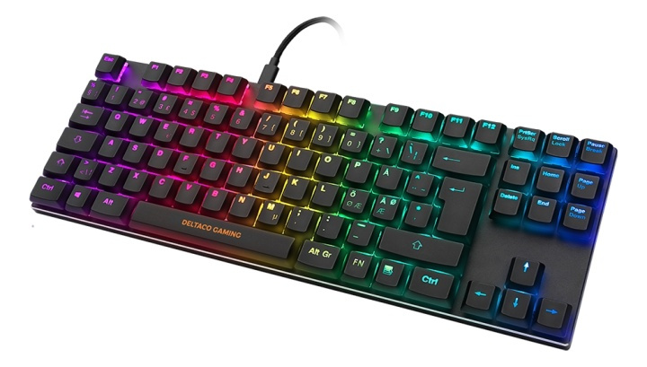 DELTACO GAMING DK420 TKL Mechanical keyboard, Red switches, RGB, black i gruppen DATORER & KRINGUTRUSTNING / Gaming / Tangentbord hos TP E-commerce Nordic AB (A17305)