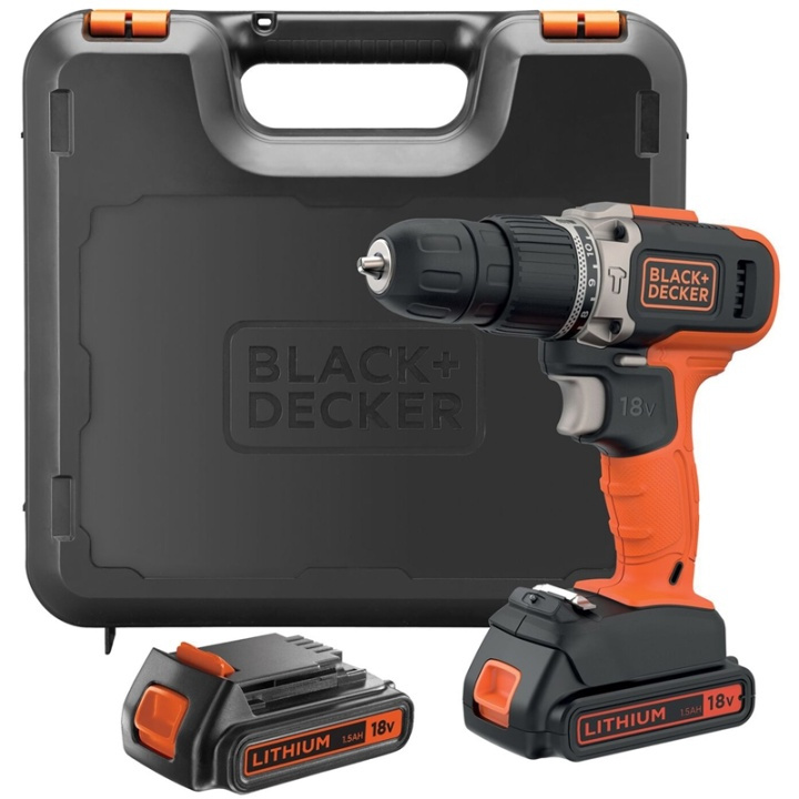 BLACK+DECKER Slagborrmaskin 18V lithium-ion 2X1,5AH batt i gruppen HEM, HUSHÅLL & TRÄDGÅRD / Verktyg / Borrmaskiner hos TP E-commerce Nordic AB (A17557)