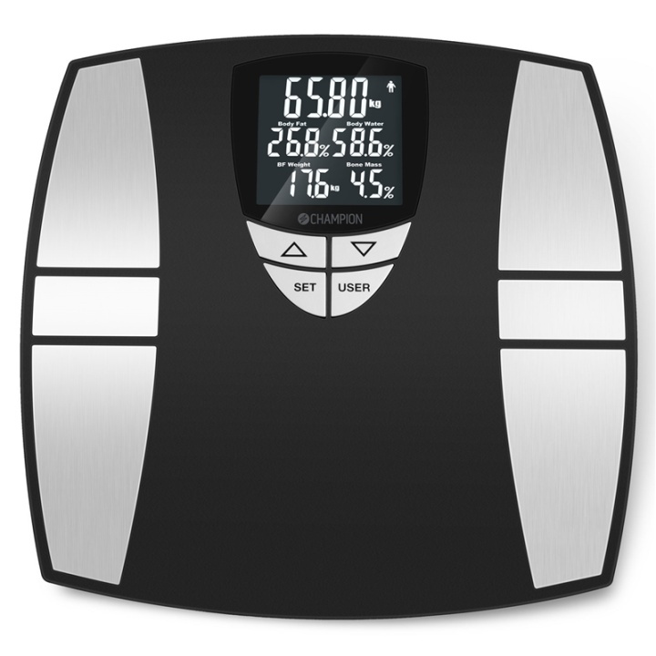 Champion Personvåg Body Fat PV310 Svart/Silver i gruppen SKÖNHET & HÄLSA / Hälsovård / Personvågar hos TP E-commerce Nordic AB (A17692)