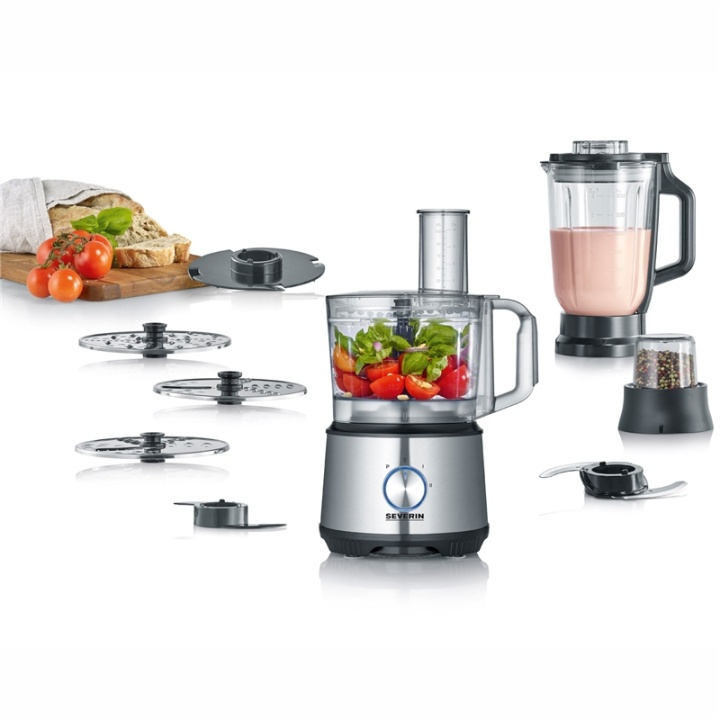 Severin Matberedare 1200 W Mixer, Bunke, Rivskivor i gruppen HEM, HUSHÅLL & TRÄDGÅRD / Hushållsmaskiner / Matberedare & Köksassistenter / Matberedare hos TP E-commerce Nordic AB (A18045)