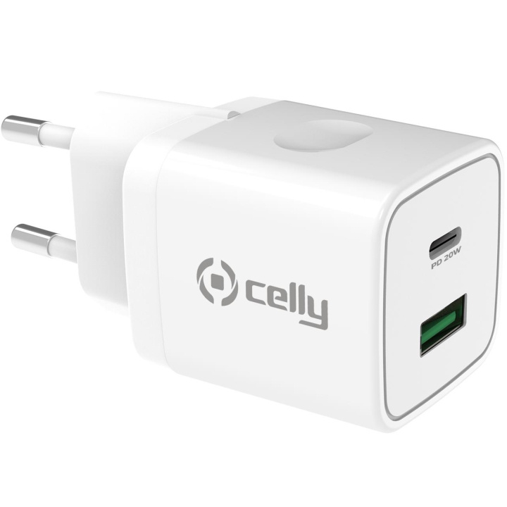 Celly USB-laddare USB-C PD + USB-A 20W i gruppen SMARTPHONE & SURFPLATTOR / Laddare & Kablar / Väggladdare / Väggladdare Typ C hos TP E-commerce Nordic AB (A18478)