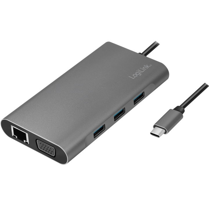 LogiLink USB-C-docka 10-i-1 HDMI/VGA/RJ45/SD m.m. 100W i gruppen DATORER & KRINGUTRUSTNING / Nätverk / Nätverkskort / USB hos TP E-commerce Nordic AB (A19068)