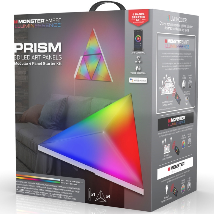 Monster Illuminessence Prism 3D LED Panels Startkit i gruppen HEMELEKTRONIK / Belysning / Vägglampor hos TP E-commerce Nordic AB (A19109)