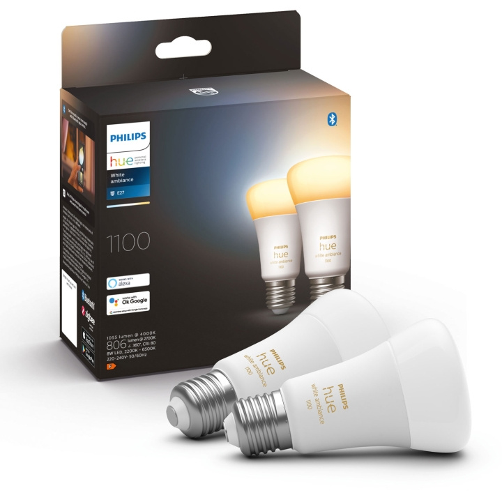 Philips Hue White Ambiance E27 A60 1100lm 2-pack i gruppen HEM, HUSHÅLL & TRÄDGÅRD / Smarta hem / Smart belysning hos TP E-commerce Nordic AB (A19270)