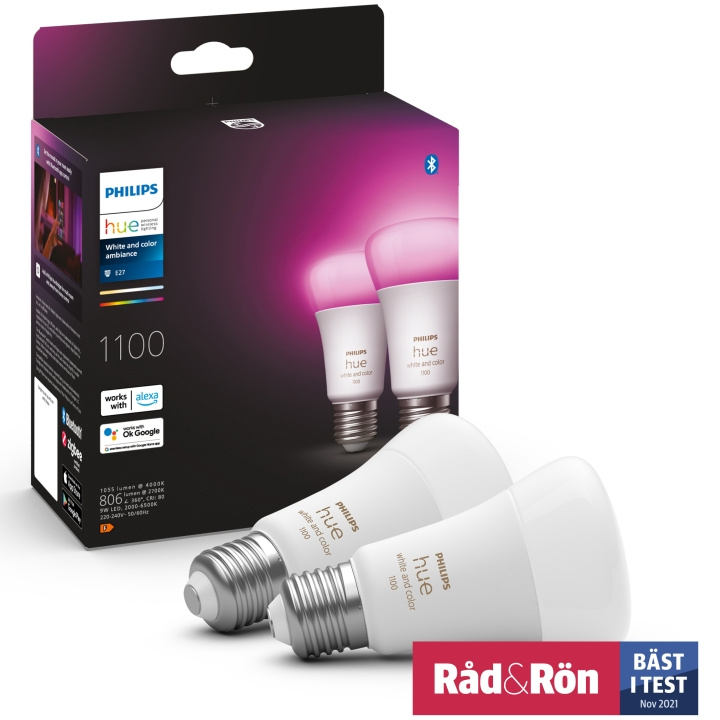 Philips Hue White Color Ambiance E27 1100lm 2-pack i gruppen HEM, HUSHÅLL & TRÄDGÅRD / Smarta hem / Smart belysning hos TP E-commerce Nordic AB (A19282)