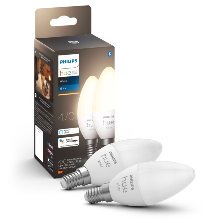 Philips Hue White E14 Kron 2-pack i gruppen HEM, HUSHÅLL & TRÄDGÅRD / Smarta hem / Smart belysning hos TP E-commerce Nordic AB (A19286)