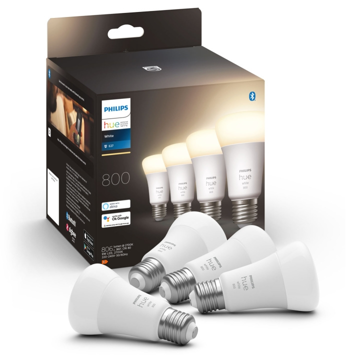 Philips Hue White E27 A60 800lm 4-pack i gruppen HEM, HUSHÅLL & TRÄDGÅRD / Smarta hem / Smart belysning hos TP E-commerce Nordic AB (A19291)