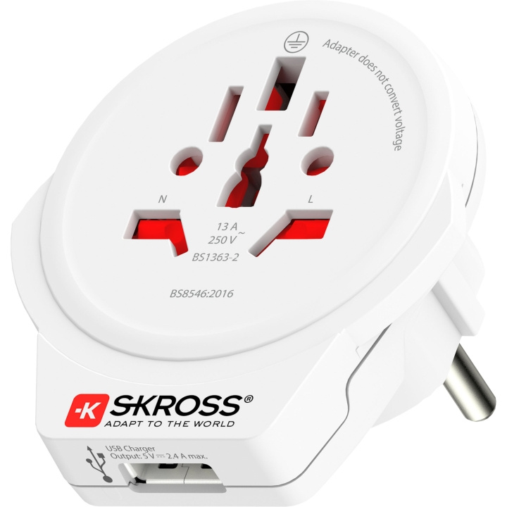 SKROSS El-Adapter Europa med USB i gruppen HEM, HUSHÅLL & TRÄDGÅRD / El & Belysning / Reseadaptrar hos TP E-commerce Nordic AB (A19435)