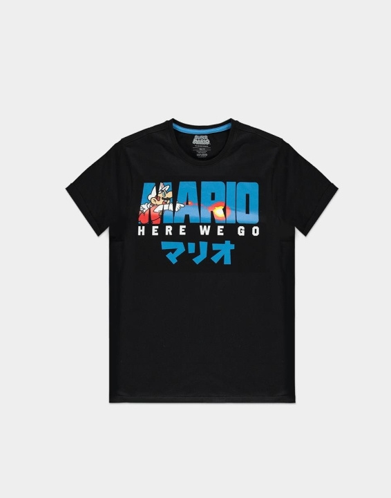 Fire Mario Here WE Go - T-Shirt, L i gruppen HEMELEKTRONIK / Spelkonsoler & Tillbehör / Övriga spel & tillbehör hos TP E-commerce Nordic AB (A19718)