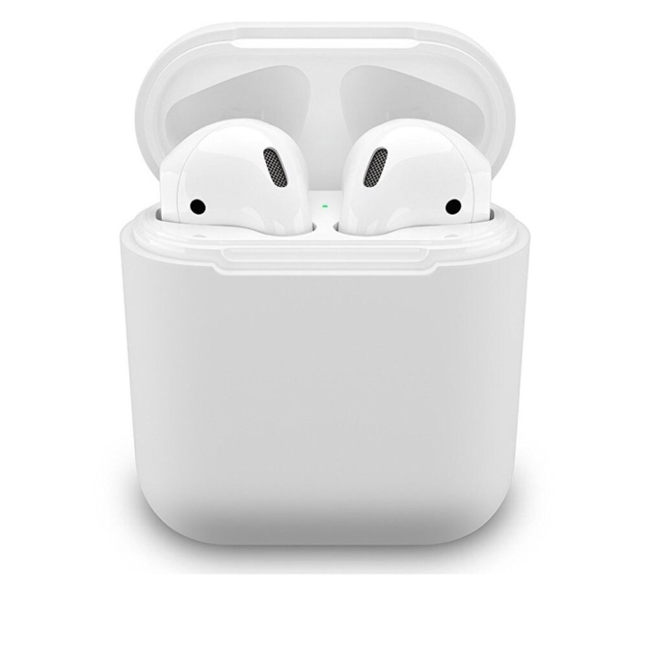 Skyddsfodral i silikon till Apple Airpods, Vit i gruppen HEMELEKTRONIK / Ljud & Bild / Hörlurar & Tillbehör / Tillbehör hos TP E-commerce Nordic AB (A20331)