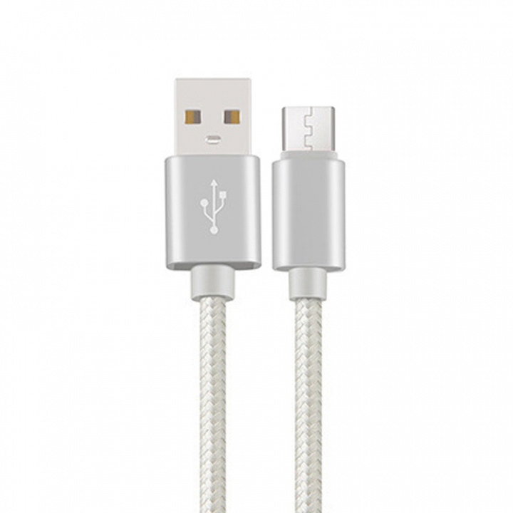 Kort micro-usb till USB-laddare 20 cm, Silver i gruppen SMARTPHONE & SURFPLATTOR / Laddare & Kablar / Kablar / Kablar microUSB hos TP E-commerce Nordic AB (A20832)