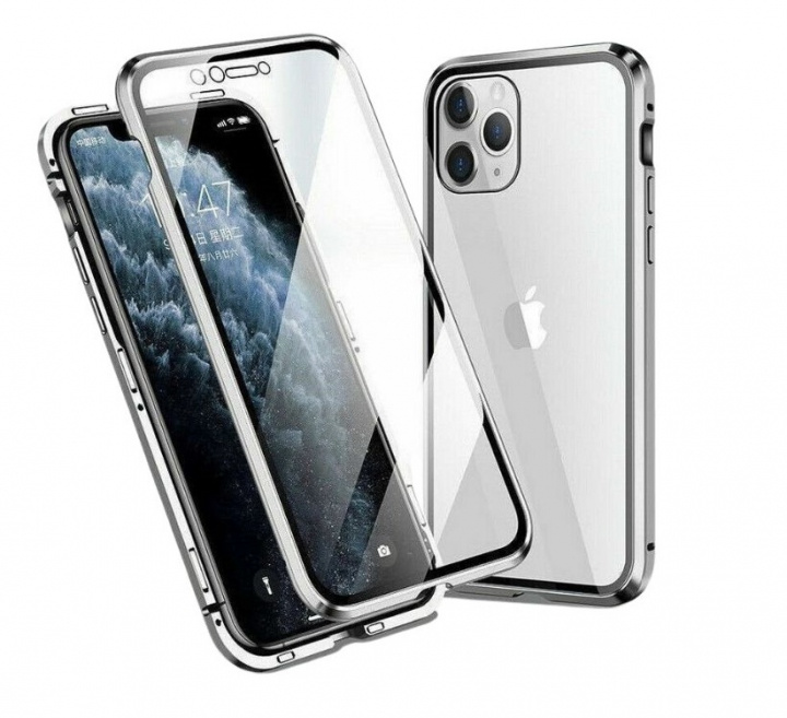 Genomskinligt Iphone 12 Mini magnetiskt skal i glas, Silver i gruppen SMARTPHONE & SURFPLATTOR / Mobilskydd / Apple / iPhone 12 Mini / Skal hos TP E-commerce Nordic AB (A20885)